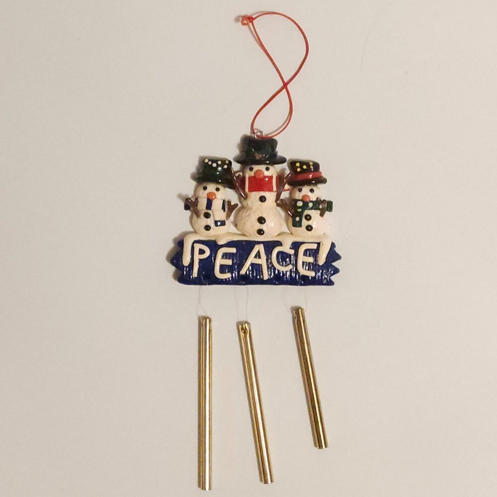 CUTE SNOWMAN WIND CHIMES PEACE Winter Holiday Christmas